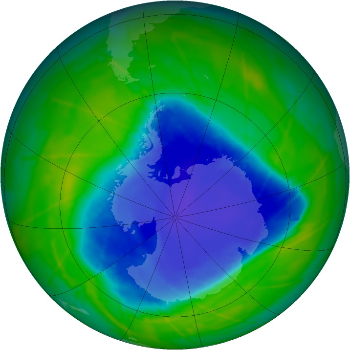 Antarctic ozone map for 16 November 2010